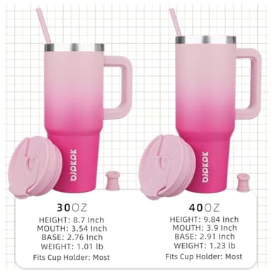 BJPKPK 30oz Stainless Steel Insulated Tumbler With Handle And Lid Straw Travel Coffee Mug Thermal Cup,Cherry Blossom - Image 4