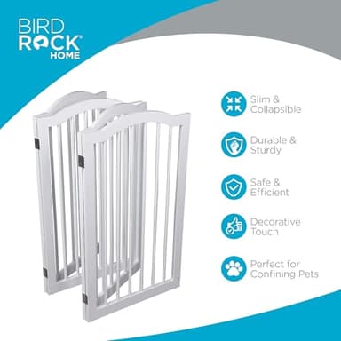 INTERNET'S BEST Arched Top Dog Gate | 4 Panel, 36" H Wooden Pet Barrier for Dogs or Cats | Freestanding Folding Room Divider for Doorways, Hallways, Stairs, and Porch | Portable, Extra Wide | White - Image 3