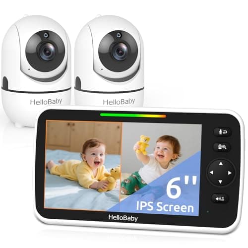 HelloBaby Digital Media Receiver for Car, 6'' World First IPS Split-Screen 30H Battery, No WiFi 2-Way Audio, Video, VOX, Double Cameras Pan-Tilt-Zoom, Night Vision, 8 Lullabies, 1000ft for Car - Image 1