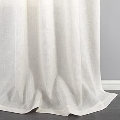 KOUFALL 90 Inch Curtains,Farmhouse Country Light Filtering Semi Sheer Linen Curtains 90 Inches Long 2 Panels Set for Living Room Bedroom,Cream Ivory Off White - Image 6