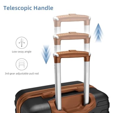 LARVENDER Luggage 6 Piece Sets Hardside Expandable Suitcases with Spinner Wheels TSA Lock, Lightweight Travel Carry On Luggage Sets for Women, Black - Image 7