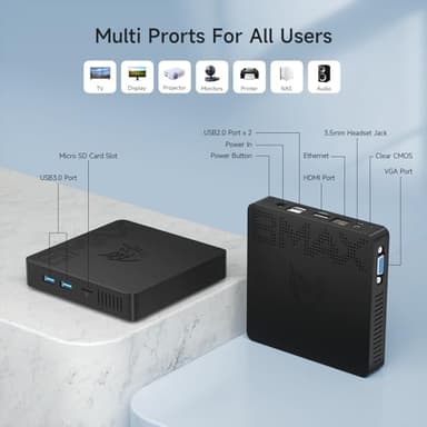Bmax Mini PC B1 Pro Intel Gemini Lake N4000 (Up to 2.6GHz), 8GB LPDDR4 128GB eMMC Support M.2 SSD Expansion (512GB/2TB), 4K Dual Display 2.4G/5G WiFi & BT4.2 Mini Desktop Computer for Home/Office - Image 6