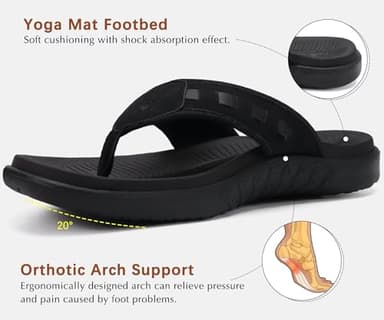 KuaiLu Mens Leather Sport Flip Flops Comfort Orthotic Thong Sandals with Plantar Fasciitis Arch Support for Outdoor Summer - Image 3