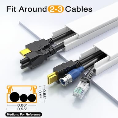 Delamu Cord Hider, 157in Wire Covers for Cords on Wall, Premium Cable Hider Cord Covers for Wires, Cable Management Wire Hiders for TV, Cable Raceway Kit, W0.95 H0.55in, White - Image 2