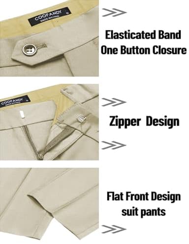 COOFANDY Men's 2 Piece Suits Classic Fit 2 Button Dress Suits Tuxedo Jacket Blazer for Wedding Business Dinner Prom Khaki - Image 6