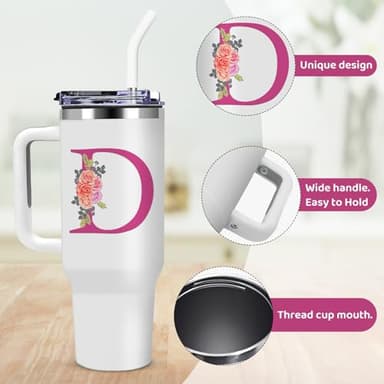 AiHeart Monogrammed Gifts for Women,Wife,Initial Cup,Personalized for Birthday Gifts,Halloween,Thanksgiving Day,Custom Tumbler with Handle 40oz-D - Image 3