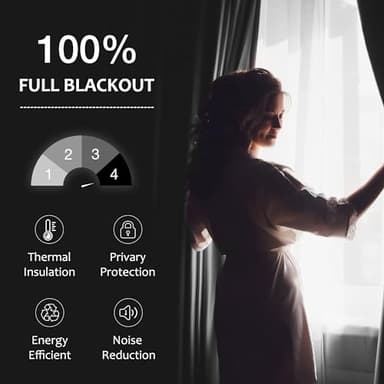 Greyish White Full Blackout Curtains 84 Inches Long, Light Blocking Back Tab and Rod Pocket Thermal Insulated Curtains with White Coating, White Bedroom Window Panels,52 by 84,2 Pieces - Image 4