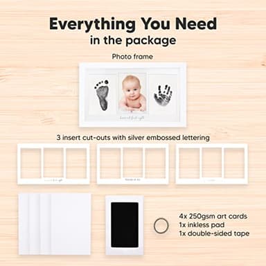 Inkless Baby Hand and Footprint Kit Boy, Girl - No Mess Ink Pad for Handprint, Clean Touch Dog Paw Print Kit, Personalized Baby Shower Gifts, Nursery Newborn Keepsake Frame (Alpine White) - Image 5