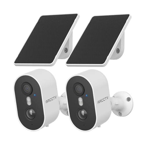 ARCCTV Security Camera Wireless Outdoor, 4MP Recharge Battery Powered WiFi Camera with Solar Panel, Motion Detection, Color Night Vision, 2-Way-Audio, 2.4G/5G Dual Band WiFi (2 Pack) - Image 1