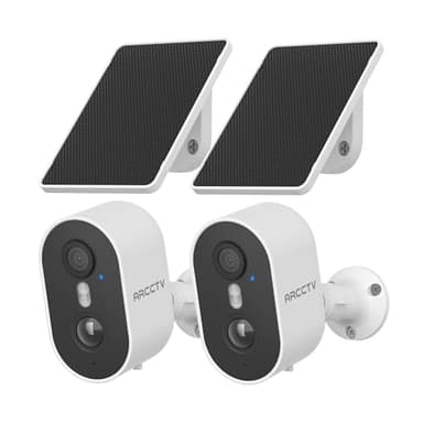 ARCCTV Security Camera Wireless Outdoor, 4MP Recharge Battery Powered WiFi Camera with Solar Panel, Motion Detection, Color Night Vision, 2-Way-Audio, 2.4G/5G Dual Band WiFi (2 Pack) - Image 1