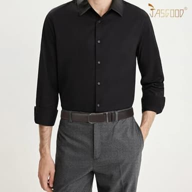 JASGOOD Mens Leather Ratchet Belt Click Slide Automatic Buckle Belt for Pants Dress 1.38inch Width - Image 3