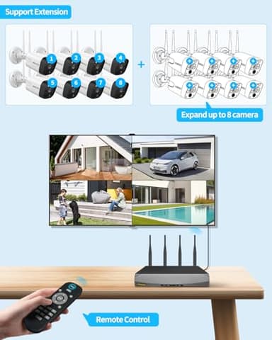 2-Way Audio & PIR Detection Dual Antennas Outdoor Wireless Security Camera System 5.5MP Wi-Fi Video Surveillance DVR System - Image 5