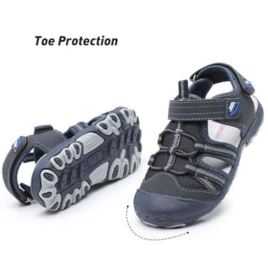Ahannie Boys Girls Outdoor Sport Sandals,Kids Closed Toe Beach Sandals, Toddler Summer Shoes(Navy Blue/Gray-11) - Image 3