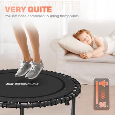 BCAN 40" Adult Fitness Trampoline with Durable Bungees, Stable & Quiet Exercise Rebounder,Great Mini Trampoline for Indoor/Garden Workout - Black - Image 6