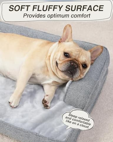 KSIIA Washable Dog Bed Medium Size Dog U-Shaped Bolster Pet Couch with Removable Waterproof Cover, Non-Slip Bottom and Egg-Crate Orthopedic Foam Pet Bed, 35 x 22 Inch, Gray - Image 3