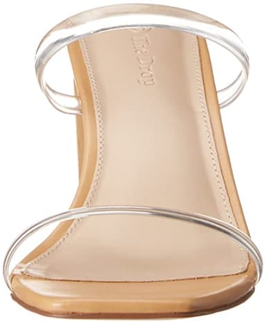The Drop Women's Avery Square Toe Two Strap High Heeled Sandal, Clear, 7 - Image 2