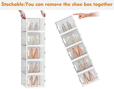 Shoe Storage, 12 Pack X-Large Shoe Organizer for Closet, Shoe Boxes Clear Plastic Stackable Shoe Storage Boxes for Size 13 - Image 6