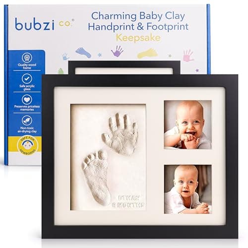 Baby Footprint and Hand Print Kit - Keepsake Frame, Nursery Picture Frames, New Mom Gifts, Newborn Essentials, Baby Shower Gifts (Jet Black) - Image 1