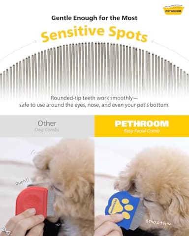 [PETHROOM] Professional Eye Comb for Pets | Stainless Steel Tear Stain Remover for Cats & Dogs | Gentle Round-Head Grooming Tool | Compact & Portable for Eye Gunk Removal - Image 4