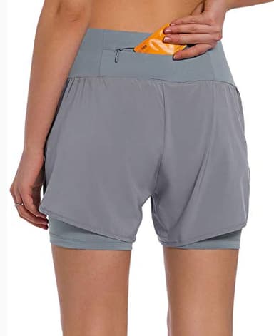 Ksmien Women's 2 in 1 Running Shorts - Lightweight Athletic Workout Gym Yoga Shorts Liner with Phone Pockets - Image 2