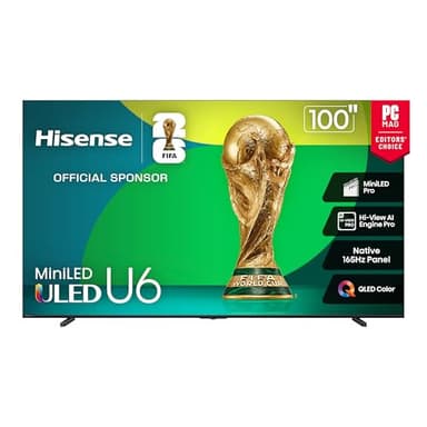 Hisense 100" Class U6 Series Best Value Mini-LED 4K UHD Smart HDR Gaming Fire TV (100U65QF, 2025 Model) - QLED, Native 144Hz, Anti-Glare, Dolby Vision IQ, Dolby Atmos, Game Mode Pro, Alexa Built in - Image 1