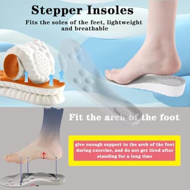 Steppers Insoles for Men and Women Adjustable Size, 2 Pairs 4d Cloud Insole for Mens,Boot Insoles for Menn, Memory Foam Shoe Insertss for Women (L) - Image 5