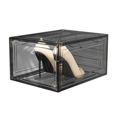 ARSTPEOE 9 Pack Shoe Organizer, Upgrade Harder Solid Plastic Shoe Storage, Shoe Boxes Clear Plastic Stackable, Sneaker Storage, Shoe Organizer for Closet, Shoe Display Case, Black - Image 4