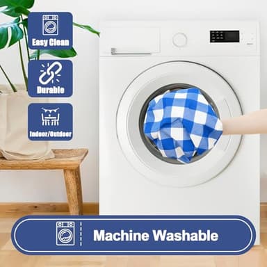 Smiry Picnic Table Cloth 2 Pack, Waterproof Elastic Fitted Tablecloths for 6FT Rectangle Tables, Washable Polyester Buffalo Plaid Tablecloth for Camping, Dining & Outdoor (Blue & White, 30" x 72") - Image 6