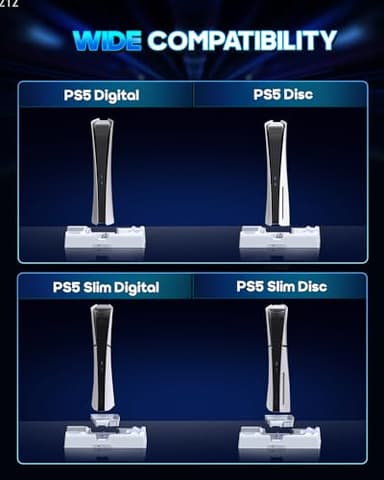 PS5 & PlayStation 5 Slim Cooling Station Stand with Controller Charging Station for PlayStation 5 Digital & Disc Edition Console, Nargos PS5 & PlayStation 5 Slim Accessories with 3 Level Cooler Fan - Image 6