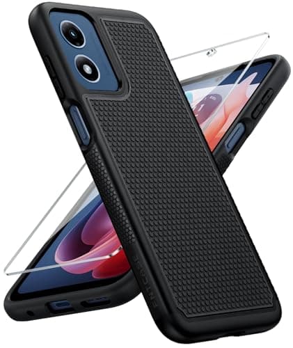 FNTCASE for Motorola Moto G-Play-2024 Case: Dual Layer Protective Heavy Duty Cell Phone Cover Shockproof Rugged with Non Slip Textured Back - Military Protection Bumper Tough (Black) - Image 1