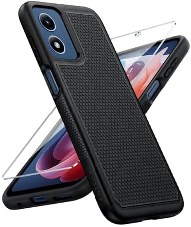 FNTCASE for Motorola Moto G-Play-2024 Case: Dual Layer Protective Heavy Duty Cell Phone Cover Shockproof Rugged with Non Slip Textured Back - Military Protection Bumper Tough (Black) - Image 1