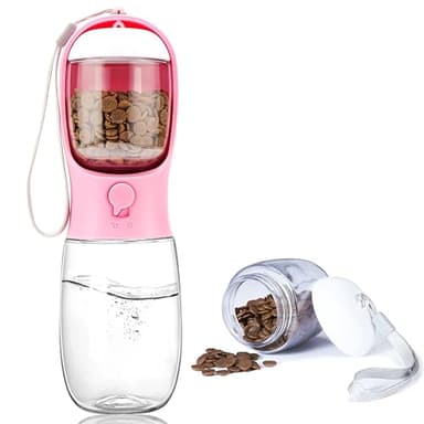 AVELORA Portable Dog Water Bottle with Food Container,15oz Leak-Proof Pet Water Dispenser for Dogs, Cats, Puppies,Built-in Activated Carbon Filter for Travel,Hiking, Walking,and Outdoor Activities - Image 1