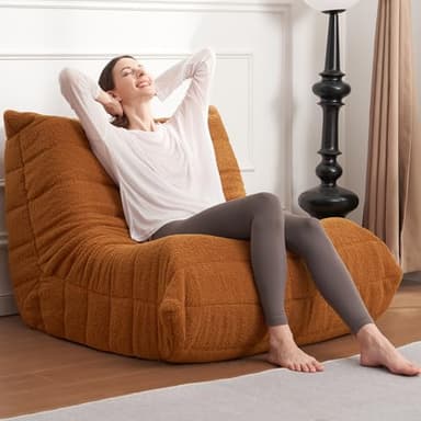 Cansunna Bean Bag Chair Big Sofa Beanbag Chair for Adults Fireside Chair Bean Bag Lounger with Memory Foam Filled for Home,Apartment or Gaming Venue(Brown Teddy) - Image 3