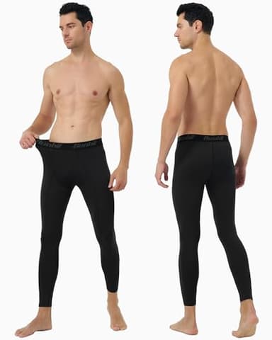 Runhit Men’s Compression Pants Running Tights Workout Leggings Athletic Base Layer Pants for Sports Yoga Basketball Black L - Image 2
