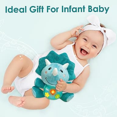iPlay, iLearn Baby Dinosaur Musical Toys, Newborn Boys Gift, Soft Dino Plush Stuffed Animal, Infant Light Music Time, 1st Birthday Shower Gift Stuffers for 0 1 2 3 6 9 12 18 Month 1-3 Yrs Toddler Girl - Image 2