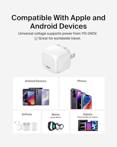 Belkin USB C Charger Block 20W, Fast Charging Block, Type C Wall Charger, Compatible w/Apple iPhone 17, Air, Pro, AirPods, Apple Watch, Samsung Galaxy S25, Google Pixel 10, iPad, AirPods, etc - White - Image 6