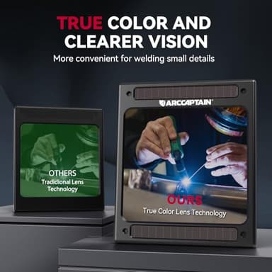 ARCCAPTAIN Welding Helmet Auto Darkening, 3.94"X3.66" Large Viewing Screen True Color Welding Hood with 4 Arc Sensor Solar Powered, Wide Shade 4-5/5-9/9-13 for ARC TIG MIG Welding Helmets for Men - Image 4