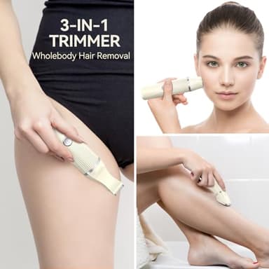 unibono 3-in-1 Electric Razor for Women - Waterproof Bikini Trimmer,Rechargeable Electric Shaver for Lady,Pubic Hair Trimmer Women,Personal Trimmer Groomer for Body Hair (Cream, LY) - Image 2