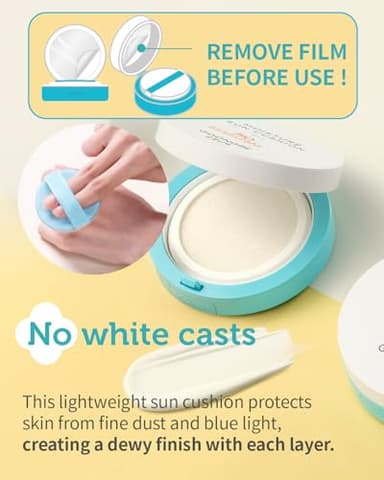 GOONGBE Moisture Sun Cushion Mild SPF 50 - Korean Moisturizing & Soothing Zinc Oxide Mineral Sunscreen - Travel Friendly Sun Cushion for Babies & Kids - Vegan, Reef-Safe, Allergen-Free, 0.81oz. - Image 5