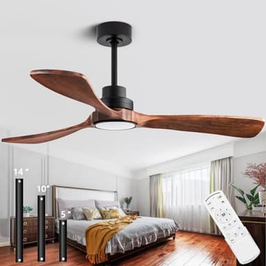 dearnow 52” Ceiling Fans with Remote Control/Dimmer and Color Reduction with 3 Solid Wood Fan Blades, Ceiling Fan can be Used Indoors and Outdoors for Living Room, Dining Room, Pavilion Yard. - Image 1