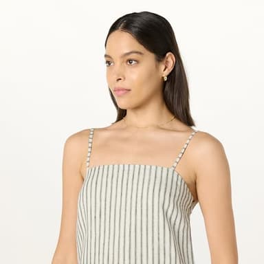 The Drop Women’s Seville Linen Mini Shift Dress, Whisper White/Black Stripe, M - Image 3