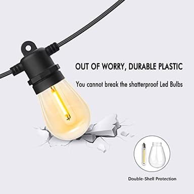 Skeerei Outdoor String Lights Waterproof 150FT Patio Lights with Shatterproof 2700K Plastic Bulbs String Lights for Outside Bistro Gazebo Pergola Café Market Lights, 3-Pack - Image 3