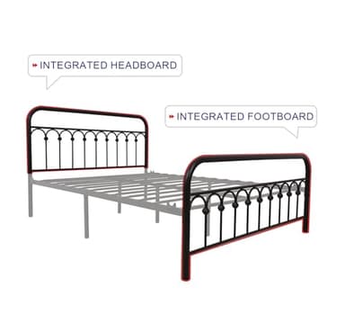 TUSEER Metal Bed Frame Queen Size with Vintage Headboard and Footboard Platform Base Wrought Iron Bed Frame (Queen,Black) - Image 6