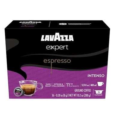 Lavazza Expert Espresso Intenso Capsules, Dark Roast, Arabica and Robusta Blend, Compatible with Lavazza Classy Machines (36 Capsules) - Image 1