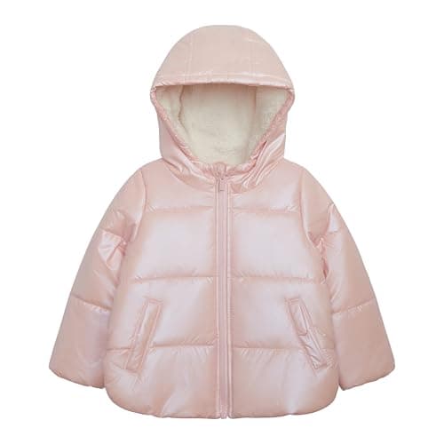 Carter's Baby Girls' Winter Coat Puffer Jacket with Sherpa Lined Hood, Iridescent Pink, 12 Months - Image 1