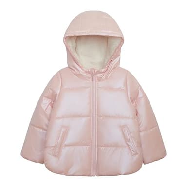 Carter's Baby Girls' Winter Coat Puffer Jacket with Sherpa Lined Hood, Iridescent Pink, 12 Months - Image 1