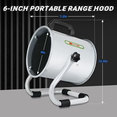 Portable Range Hood, Strong Air Kitchen Exhaust Fan For Cooking, Countertop Range Hood With 10 Activated Carbon Filter, Portable Range Hood For Indoor BBQ and Rv Kitchen, 6 Inch - Image 2