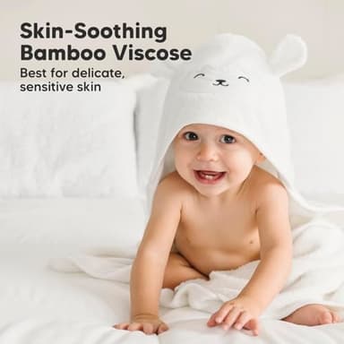KeaBabies Hooded Baby Towel for Newborn - Viscose Derived from Bamboo Large Baby Bath Towels with Hood for Boys, Girls, Toddler, Extra Absorbent & Soft Newborn Bath Essentials (Lamb) - Image 3