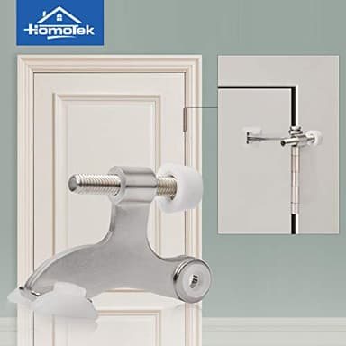HOMOTEK 20 Pack Hinge Pin Door Stopper, Hinge Stops for Top of Door, Adjustable Deluxe Heavy Duty Door Stop 2-1/2x1-3/4 inch, with White Rubber Bumper Tips, Satin Nickel - Image 6