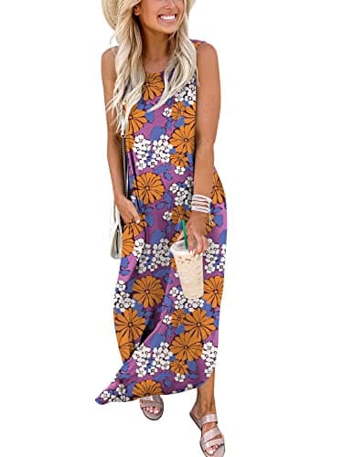 ANRABESS Women Casual Loose Sundress Sleeveless Split Maxi Long Beach Shirt Dress Travel Vacation 2025 Summer Outfits Floral Print XX-Large - Image 3
